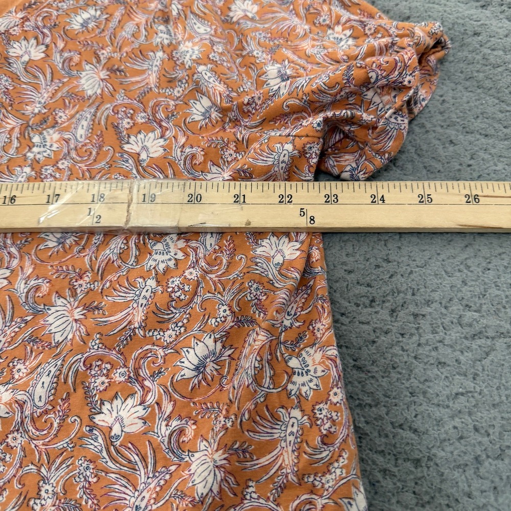J. Jill Everyday Cotton Tee Orange Floral Paisley Print Scoop Neck Top XL - Picture 5 of 9